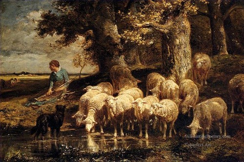 7-A-Shepherdess-With-Her-Flock-sheep-animalier-Cha 7-A-Shepherdess-With-Her-Flock-sheep-animalier-Cha